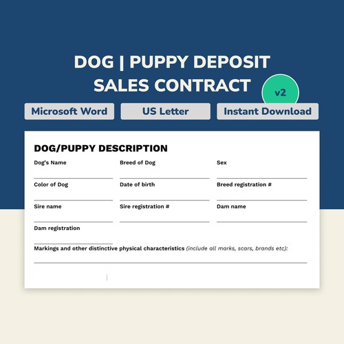 Dog Breeding Contract Dog Stud Contract Editable Files - Etsy