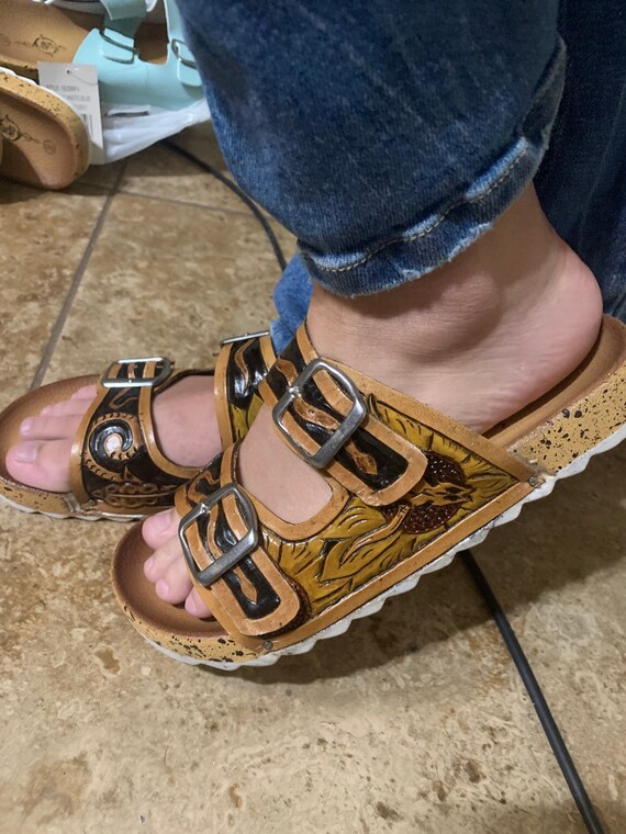 Custom Tooled Birkenstock Style Sandals - Etsy Canada