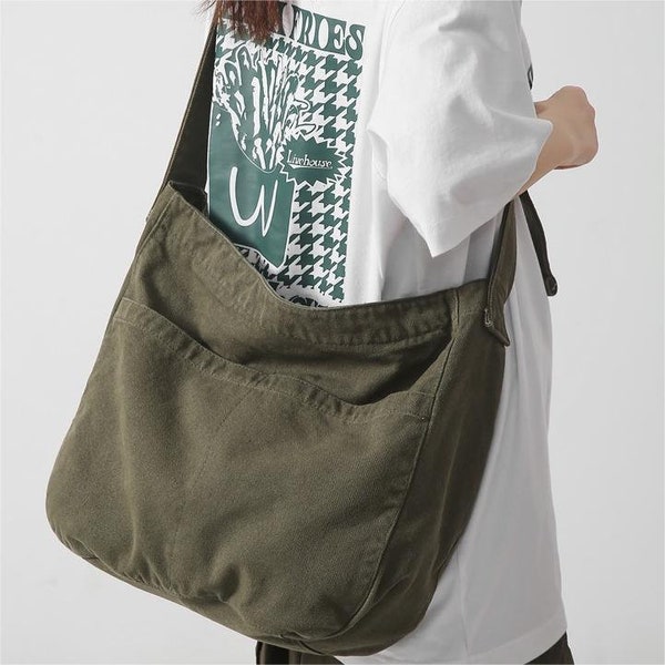 Travel Canvas Shoulder Bag,Student School Bags,Large Capacity Multiple Pockets Canvas Shoulder Bag,Best Gift For Her