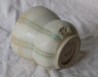 Handmade White Matte Stoneware Tea Cup | Wheel Thrown Pottery (200 ml)
