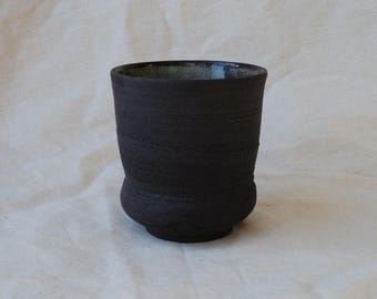 Handmade Black Stoneware Cup – Hand-Stamped Ceramic Cup