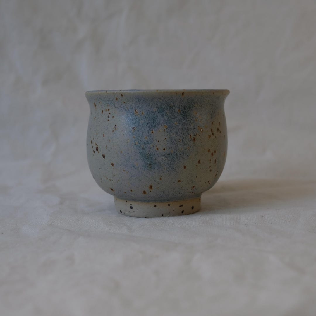 Handmade Speckled Blue Stoneware Cup - Wheel Thrown Ceramic Wabi Sabi ...