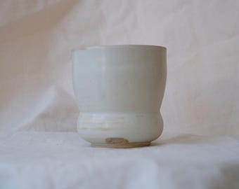 Handmade Stoneware Cup • Soft White Glaze, Wheel Thrown Ceramic