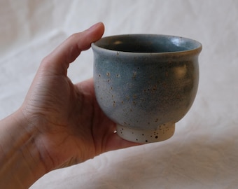 Handmade Blue Speckled Stoneware Coffee Cup – Wheel Thrown Pottery Mug - Coffee Lover Gift