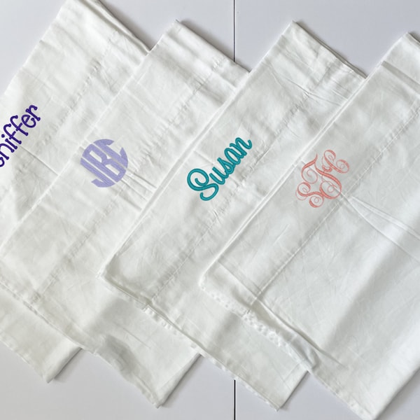 personalized embroidered pillowcase | custom pillowcase | monogram | kids bedding | camp pillowcase | dorm room pillowcase