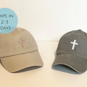 cross embroidered baseball hat | faith | faith based | baseball hat | embroidered hat | washed pigment hat | cotton baseball cap