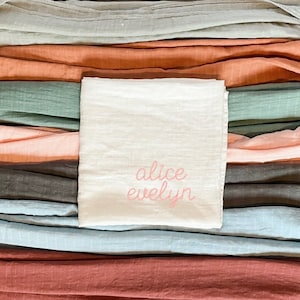 embroidered baby swaddle | personalized swaddle blanket | muslin swaddle