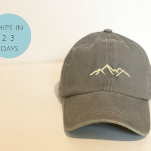 mountain embroidered baseball hat | mountains | baseball hat | embroidered hat | washed pigment hat | cotton baseball cap