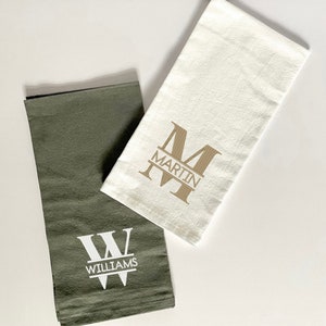 split monogram tea towel | kitchen tea towel | embroidery tea towel | custom tea towel | wedding gift