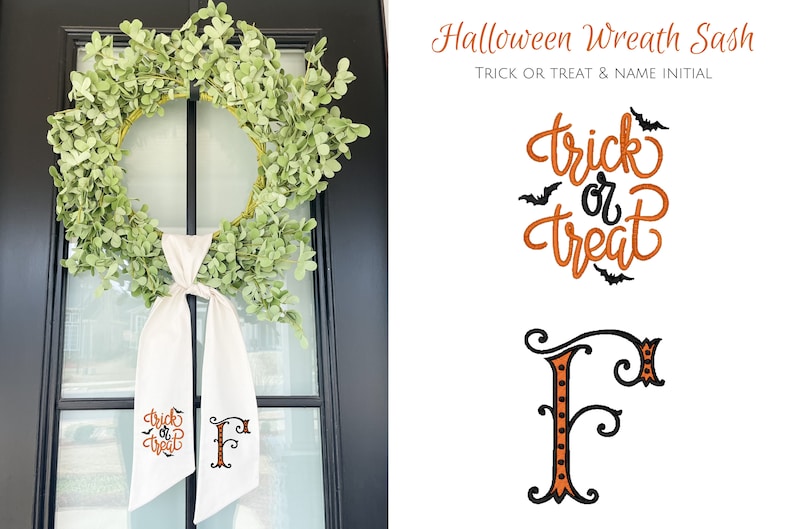 halloween wreath sash | custom embroidery