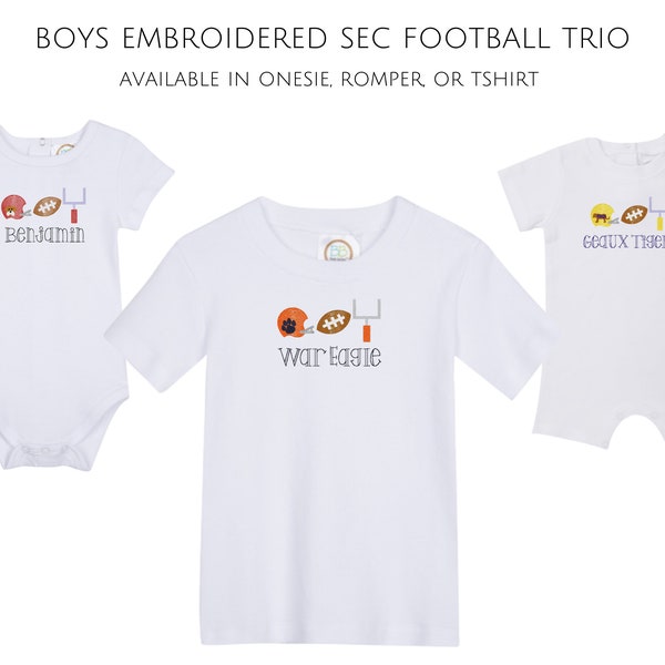 boys football trio shirt | SEC football | custom embroidery