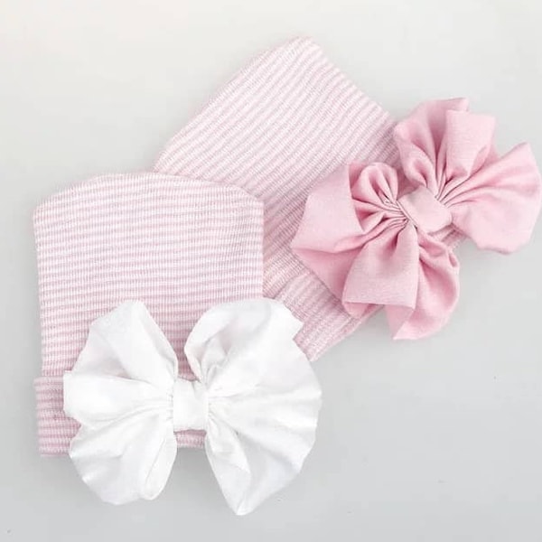 Newborn  Hat With Bow/ Baby Bow Turban Hat/ Unique Newborn Baby Hat/ Perfect For Photos/ Infant Baby Girl Beanie Hat