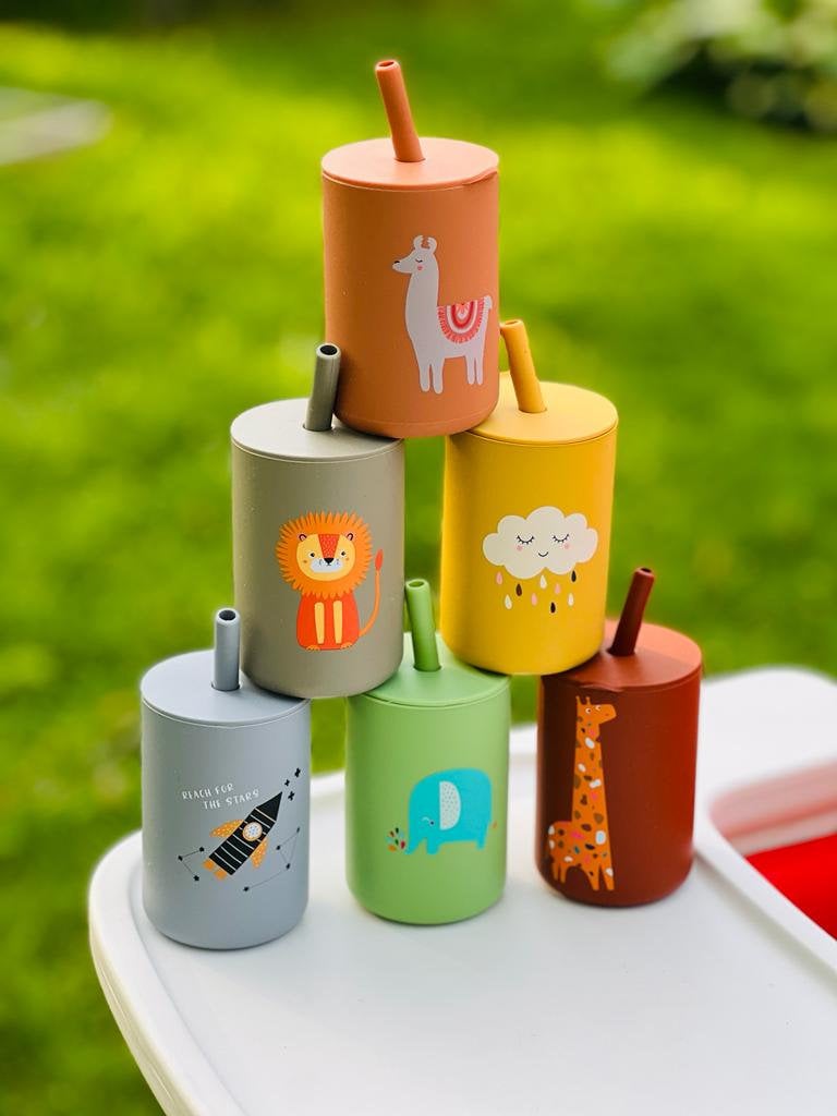 YRHH Toddler Sippy Cups with Straws-Spill Proof Silicone