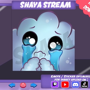 Crying sad cloud emotes, sub emotes, text, twitch tiktok youtube discord emotes, cute cute cloud sad cry emotes pack
