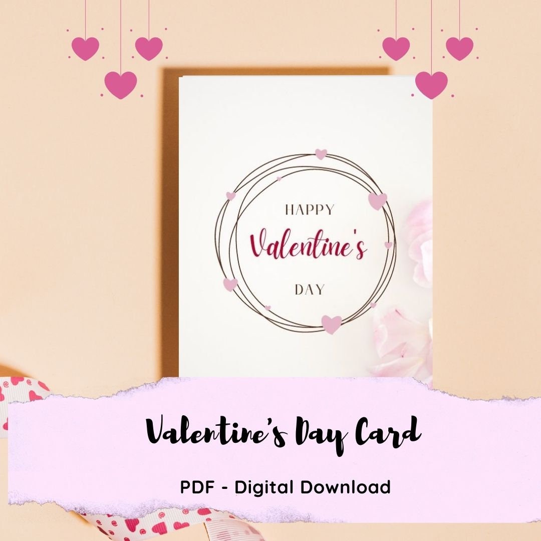 Happy Valentine's Day Printable Card / Instant Download PDF / Card ...