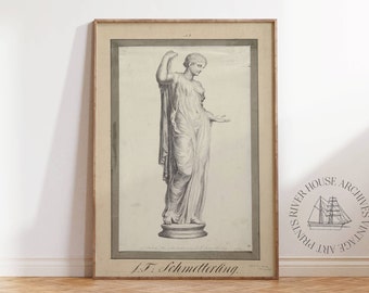 Fine Art Digital Download Vintage Sketch of Venus Figure, Greek Mythology Etching,Wall Art, Digital Art, Black and White Print