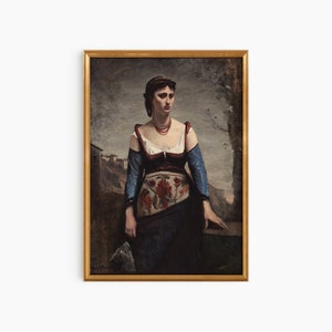 Digital Download, Moody European Painting, Female Oil Painting,Dark Portrait Print