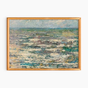 Vintage Seascape Digital Art Print, Nautical Wall Decor, Instant Download Coastal Print, Retro Ocean Scenery Digital Image, Home Decor Art