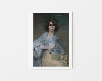 Digital Download, Rustic European Painting, Vintage Country Art, Vintage Moody Art Print, Female Oil Painting, Portrait of Woman