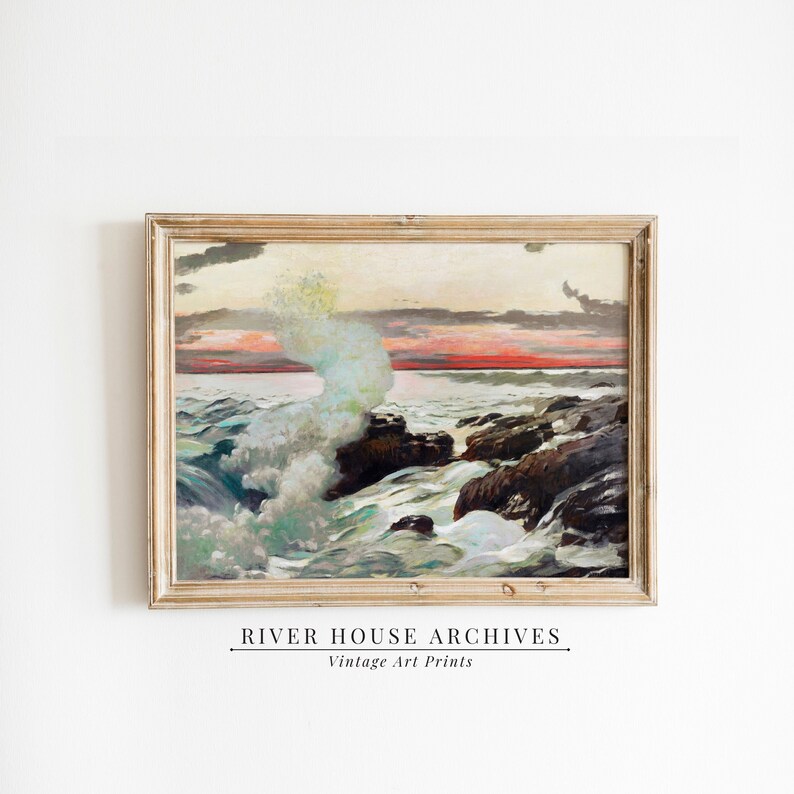 Vintage Beach Art Print Instant Downloadhistorical Etsy