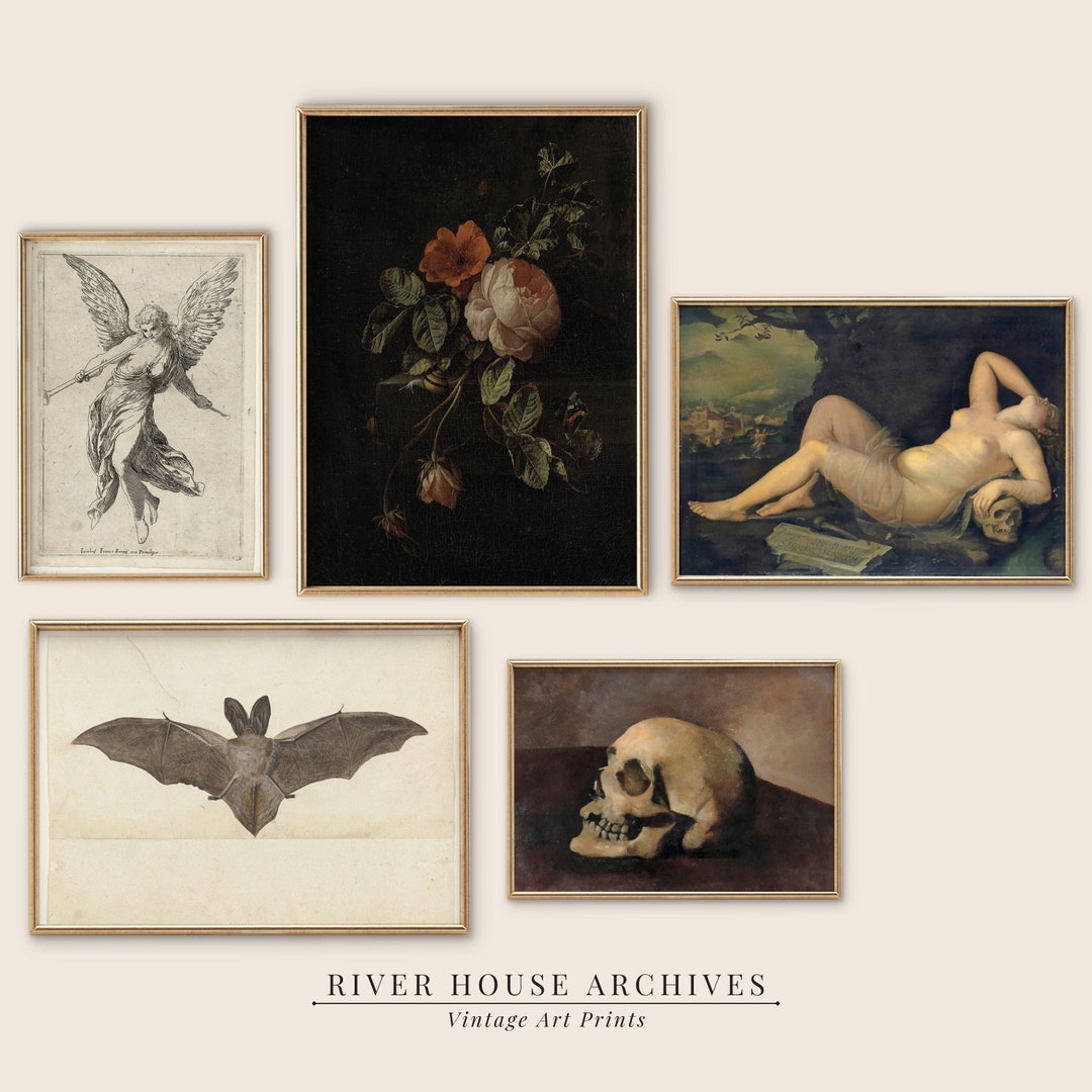 Moody Dark Academia Gallery Wall Set|set of 5 Prints|5 Piece Wall Art ...