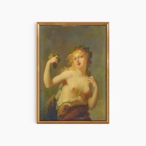 Impresión vintage de la diosa griega Erígone, arte digital, impresión, pared de galería, impresión de pintura al óleo vintage, impresión de mitología griega, impresión de mujer desnuda,
