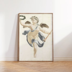 Valentine Art, Rustic Cupid Art, Valentine Decor, Figure Drawing, Vintage Art, Antique Valentine, Cupid Decor, Cherub Art Digital Download