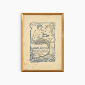Vintage Mermaid Print, Vintage Nautical Coastal Home Decor, Coastal Prints, Nautical Prints, Mythology Prints, Retro Mermaid Print
