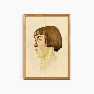 Light Academia Download, Female Portrait Sketch,Digital Art, Academia Aesthetic,Gallery Wall, French Art Sketch
