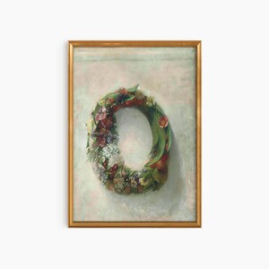 Vintage Christmas Wreath,Still Life Flowers Wall Art, Digital Art, Farmhouse Gallery Wall,Vintage Christmas Print, Rustic Farmhouse Print