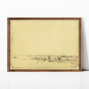Rustic Print,Vintage Country Art,Vintage Moody Abstract Sketch,Landscape Vintage Print,Earth Tone Art,Brown and Beige Art,Digital Wall Art