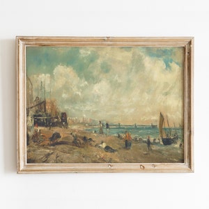 Vintage Beach Print,Instant Download, Historical Seaside Art Print, Classic Interiors,Classical Art Print, Oil Painting, Farmhouse Interiors