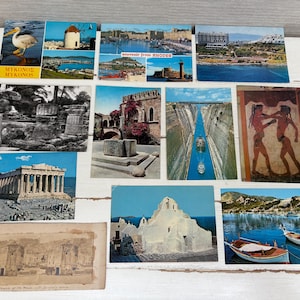 Grecia - Undici cartoline d'epoca - Oggetti da collezione effimeri - Mykonos, Rodi, Corinto, Creta, Kymi, Atene, Olimpia