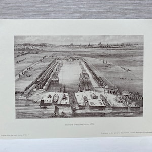 Howland Great Wet Dock c1700 - Impresión facsímil London Borough of Southwark 1974 - 21 x 30 cm