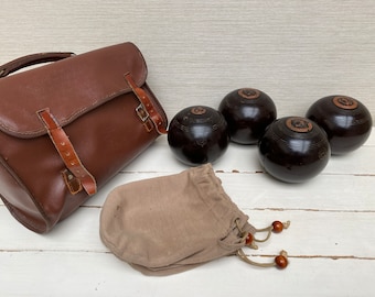 Vintage Four Bowling Balls with Leather Case 1961