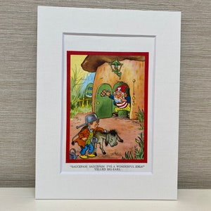 Noddy by Enid Blyton - 1940s Book Plate - Saucepan Saucepan Wall Art Mounted and Matted 6 “ x 8 “