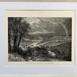 Picturesque Europe The Danube Near Vienna From The Leopoldsberg Antique Book Print 1885 Mounted in White 12 x 10 &quot;