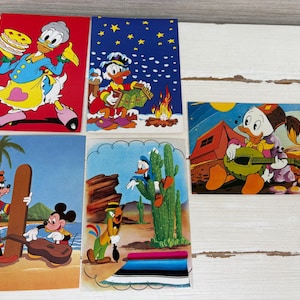 Disney Postcards Vintage 1980s Set of Five -  Donald Duck , Goofy , Mickey Mouse