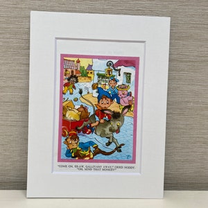 Noddy by Enid Blyton - 1940s Book Plate - Eeaw Gallivant Away Wall Art Mounted and Matted 6 “ x 8 “