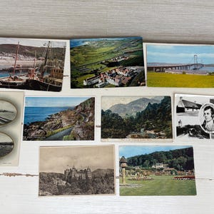 Écosse Neuf cartes postales anciennes - Largs , Ross-shire , Ayrshire , Ben Venue , Pitlochry , Kennedy's Pass , The Fourth Road Bridge