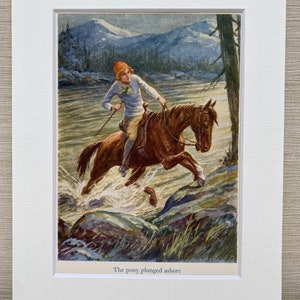 The Pony Plunged Ashore - Nursery Decor - Childrens Literature - 1930s Book Illustration