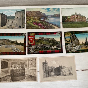 Écosse, y compris Édimbourg - Sept cartes postales anciennes