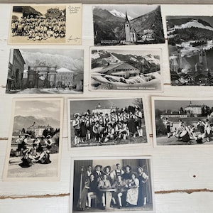 9 cartes postales vintage noir et blanc d'Autriche -