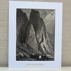 Picturesque Europe Cliffs In The Defile of Kazan 1885 Antique Book Print Engraving Mounted in White 10 x 8 &quot;
