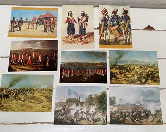 National Army Museum Vintage Military Battles Postcards x 9
