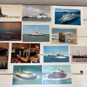 12 cartes postales anciennes Bateaux et navires