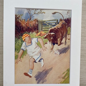 School Stories for Boys Books Original Vintage Print 1940s- Childrens Literature 8  x 10 inches