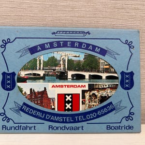 Dix cartes postales vintage Amsterdam Hollande Boatride des années 1980 dans un étui en carton