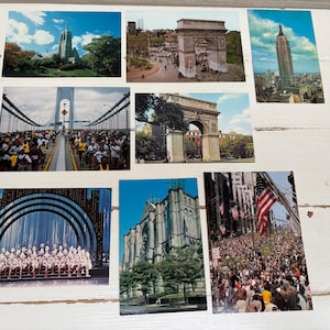 Cartoline d'epoca anni '80 USA New York x 8 - Empire State Building, Washington Square, West Point, Maratona di New York