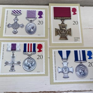 Royal Mail-ansichtkaartenset van 4 met stempels - Gallantry Military Medals - 11 september 1990